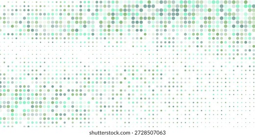 Hellblauer, gelber Vektorbanner mit Kreisen, Kugeln. Abstrakte Punkte. Hintergrund Kunstblasen im Halbtonstil mit Farbverlauf.
