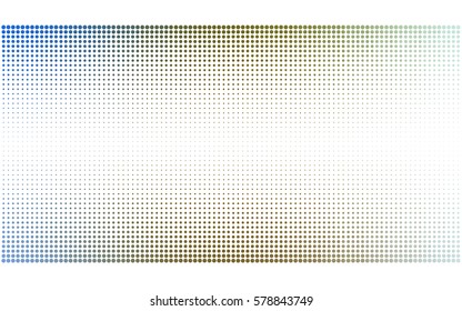 Light Blue, Yellow vector banner set of circles, spheres. Donuts Background. Creative Design Templates. Technology halftone illustration.