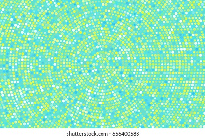 Light Blue, Yellow vector banner with circles, spheres. Abstract spots. Background of Art bubbles in halftone style with colored gradient.