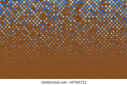 Light Blue, Yellow vector banner with circles, spheres. Abstract spots. Background of Art bubbles in halftone style with colored gradient.