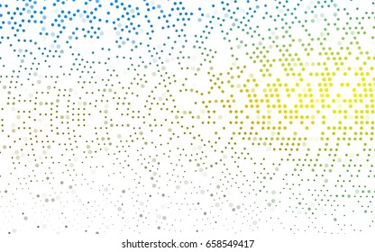 Light Blue, Yellow vector banner with circles, spheres. Abstract spots. Background of Art bubbles in halftone style with colored gradient.