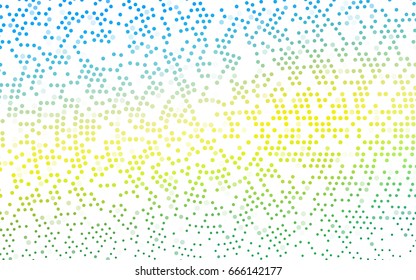 Light Blue, Yellow vector banner with circles, spheres. Abstract spots. Background of Art bubbles in halftone style with colored gradient.