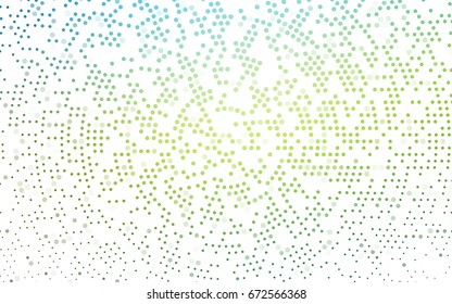Light Blue, Yellow vector banner with circles, spheres. Abstract spots. Background of Art bubbles in halftone style with colored gradient.