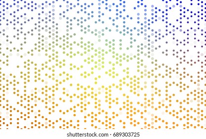 Light Blue, Yellow vector banner with circles, spheres. Abstract spots. Background of Art bubbles in halftone style with colored gradient.