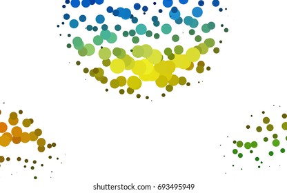 Light Blue, Yellow vector banner with circles, spheres. Abstract spots. Background of Art bubbles in halftone style with colored gradient.