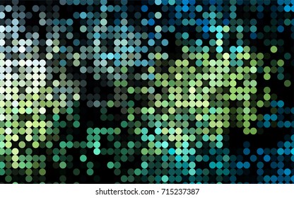 Light Blue, Yellow vector banner with circles, spheres. Abstract spots. Background of Art bubbles in halftone style with colored gradient.