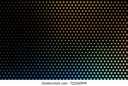 Light Blue, Yellow vector banner with circles, spheres. Abstract spots. Background of Art bubbles in halftone style with colored gradient.