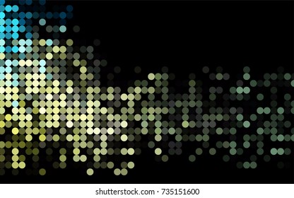 Light Blue, Yellow vector banner with circles, spheres. Abstract spots. Background of Art bubbles in halftone style with colored gradient.