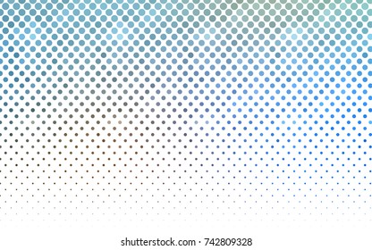 Light Blue, Yellow vector banner with circles, spheres. Abstract spots. Background of Art bubbles in halftone style with colored gradient.
