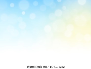 Light Blue, Yellow vector blurred shine abstract template. A completely new color illustration in a bokeh style. A completely new design for your business.