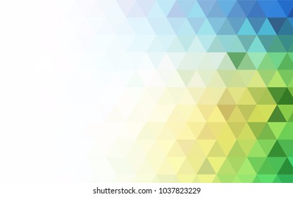 Light Blue, Yellow vector blurry triangle template. Geometric illustration in Origami style with gradient.  The textured pattern can be used for background.