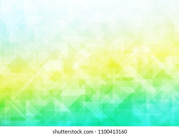 Light Blue, Yellow vector blurry hexagon blurry triangle. An elegant bright illustration with gradient. Triangular pattern for your business design.