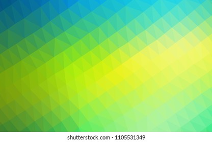 Light Blue, Yellow vector blurry hexagon texture. Triangular geometric sample with gradient.  A completely new template for your business design.