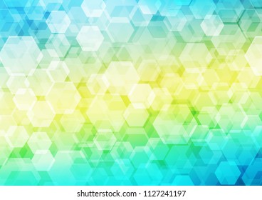 Light Blue, Yellow vector blurry hexagon pattern. Shining colored illustration in a Brand new style. The completely new template can be used for your brand book.