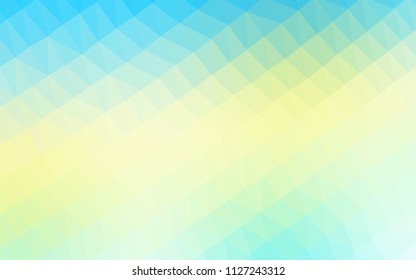 Light Blue, Yellow vector blurry hexagon texture. Triangular geometric sample with gradient.  The polygonal design can be used for your web site.