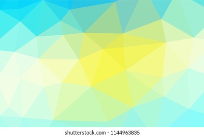 Light Blue, Yellow vector blurry hexagon pattern. Shining illustration, which consist of triangles. Triangular pattern for your business design.