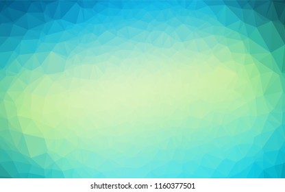 Light Blue, Yellow vector blurry hexagon pattern. Creative illustration in halftone style with gradient. Triangular pattern for your business design.