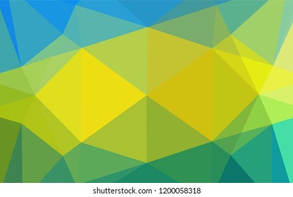 Light Blue, Yellow vector blurry hexagon pattern. Triangular geometric sample with gradient.  A completely new design for your business.