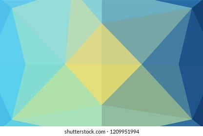 Light Blue, Yellow vector blurry hexagon texture. Triangular geometric sample with gradient.  A completely new design for your business.