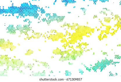 Light Blue, Yellow vector blurry hexagon background design. Geometric background in Origami style with gradient. 
