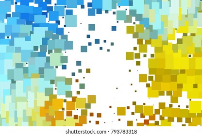 Light Blue, Yellow vector blurry rectangular background. Geometric background in square style with gradient. The pattern can be used for brand-new background.