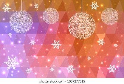 Light Blue Yellow vector christmas postcard low polygon background. Illustration consisting of triangles. Abstract triangular polygonal origami or crystal design of New Year celebration.