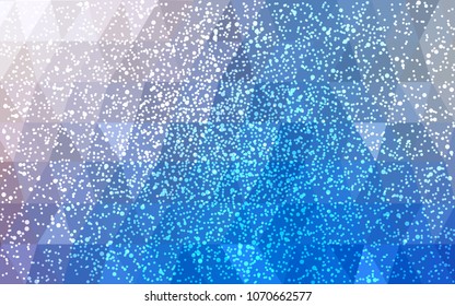 Light Blue, Yellow vector christmas polygon background. Low poly Illustration consisting of triangles with snowflakes. Texture background of New Year celebration.