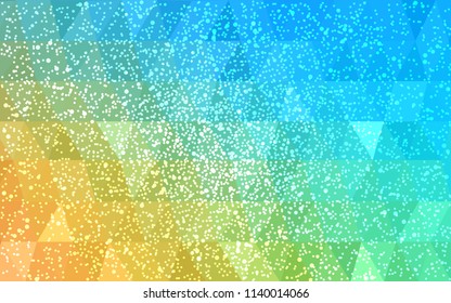 Light Blue, Yellow vector christmas postcard low polygon background. Illustration consisting of triangles. Abstract triangular polygonal origami or crystal design of New Year celebration.