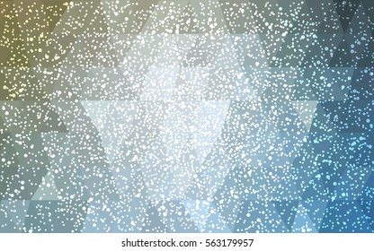 Light Blue Yellow vector christmas postcard low polygon background. Illustration consisting of triangles. Abstract triangular polygonal origami or crystal design of New Year celebration.