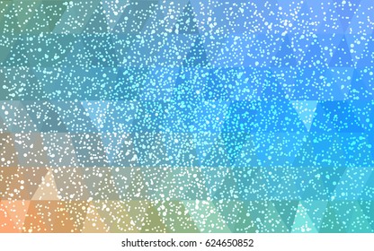 Light Blue, Yellow vector christmas postcard low polygon background. Illustration consisting of triangles. Abstract triangular polygonal origami or crystal design of New Year celebration.
