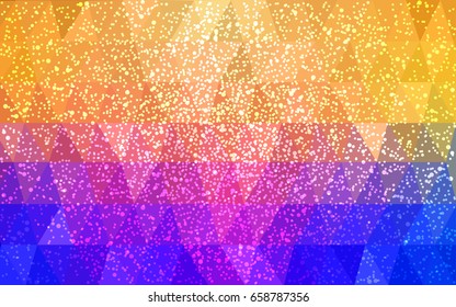 Light Blue, Yellow vector christmas polygon background. Low poly Illustration consisting of triangles with snowflakes. Texture background of New Year celebration.