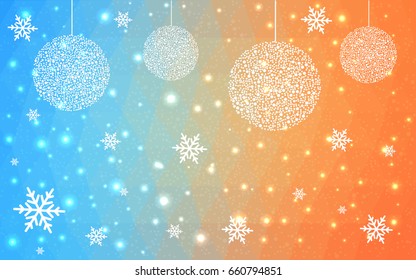 Light Blue Yellow vector christmas postcard low polygon background. Illustration consisting of triangles. Abstract triangular polygonal origami or crystal design of New Year celebration.