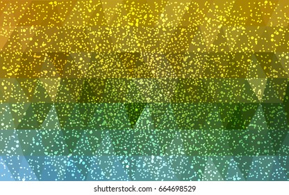 Light Blue, Yellow vector christmas postcard low polygon background. Illustration consisting of triangles. Abstract triangular polygonal origami or crystal design of New Year celebration.