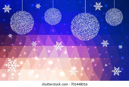 Light Blue Yellow vector christmas postcard low polygon background. Illustration consisting of triangles. Abstract triangular polygonal origami or crystal design of New Year celebration.