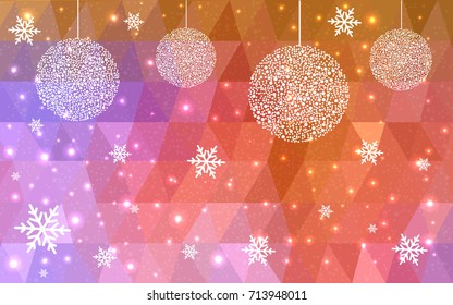 Light Blue Yellow vector christmas polygon background. Low poly Illustration consisting of triangles with snowflakes. Texture, seamless background of New Year celebration.