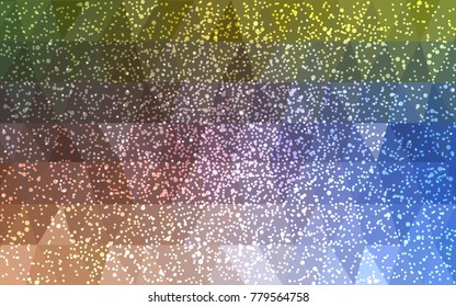 Light Blue, Yellow vector christmas polygon background. Low poly Illustration consisting of triangles with snowflakes. Texture background of New Year celebration.
