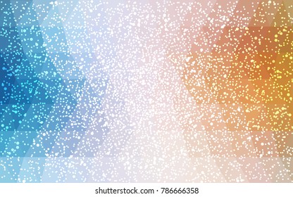 Light Blue, Yellow vector christmas polygon background. Low poly Illustration consisting of triangles with snowflakes. Texture background of New Year celebration.