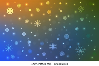 Light Blue, Yellow vector cover with beautiful snowflakes. Glitter abstract illustration with crystals of ice. The pattern can be used for new year leaflets.