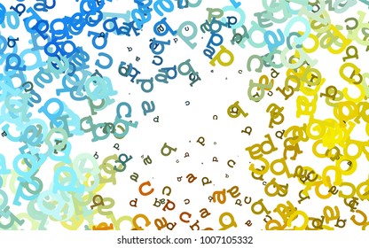 Light Blue, Yellow vector cover with english symbols. Modern geometrical illustration with ABC english symbols. The pattern can be used for school, grammar websites.