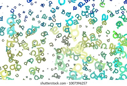 Light Blue, Yellow vector cover with english symbols. Shining illustration with ABC symbols on abstract template. Best design for your ad, poster, banner of college.