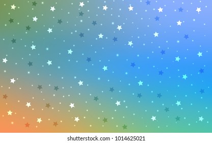 Light Blue, Yellow vector cover with small and big stars. Stars on blurred abstract background with gradient. The pattern can be used for websites.