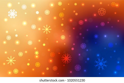 Light Blue, Yellow vector cover with beautiful snowflakes. Glitter abstract illustration with crystals of ice. The pattern can be used for new year ad, booklets.
