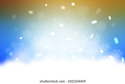 Light Blue, Yellow vector cover with beautiful snowflakes. Glitter abstract illustration with crystals of ice. The pattern can be used for new year leaflets.