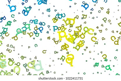 Light Blue, Yellow vector cover with english symbols. Shining illustration with ABC symbols on abstract template. The pattern can be used for school, grammar websites.