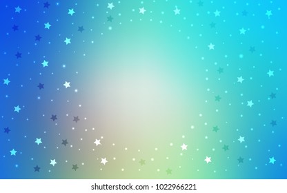 Light Blue, Yellow vector cover with small and big stars. Glitter abstract illustration with colored stars. The pattern can be used for new year ad, booklets.