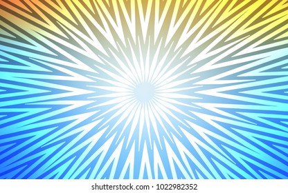 Light Blue, Yellow vector cover with stright stripes. Glitter abstract illustration with colored sticks. Pattern for your busines websites.
