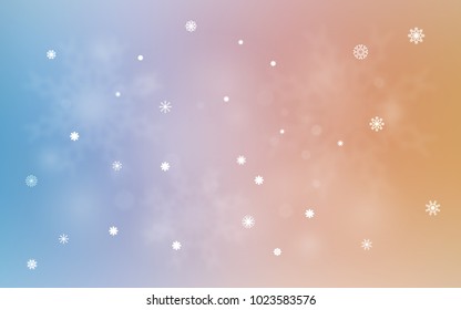 Light Blue, Yellow vector cover with beautiful snowflakes. Snow on blurred abstract background with gradient. The pattern can be used for year new  websites.
