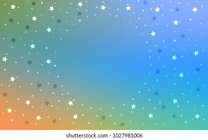 Light Blue, Yellow vector cover with small and big stars. Shining colored illustration with stars. Best design for your ad, poster, banner.