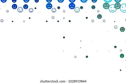Light Blue, Yellow vector cover with cute smiles. Blurred decorative design of smiles in doodle style. Pattern for ad, booklets, leaflets of celebrations.
