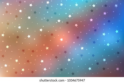 Light Blue, Yellow vector cover with small and big stars. Stars on blurred abstract background with gradient. Best design for your ad, poster, banner.